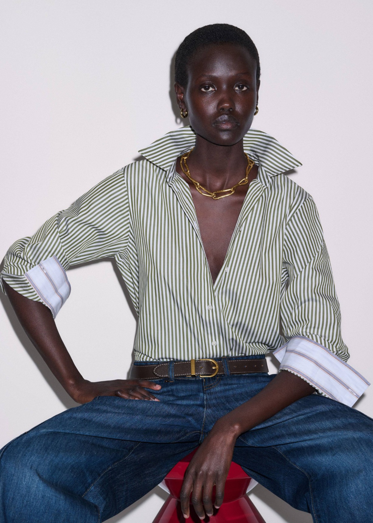 Styling inspiration showing different ways to wear the ME+EM Relaxed Forever Shirt.