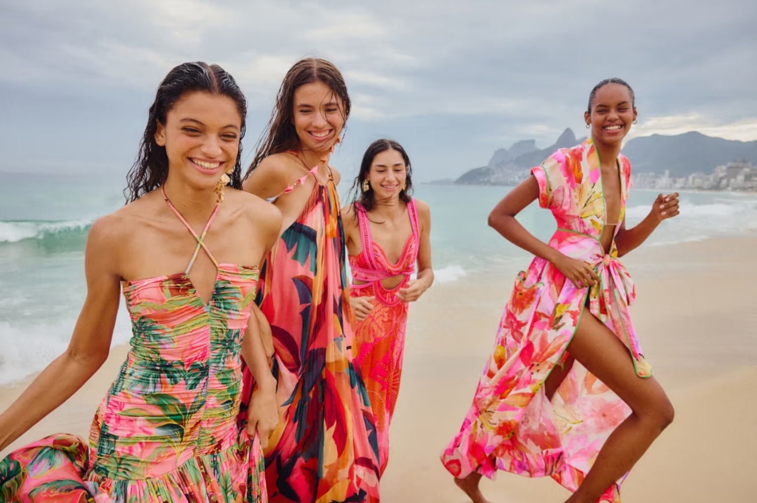 A vibrant Farm Rio campaign highlighting the brand's signature saturated colors and botanical print design.