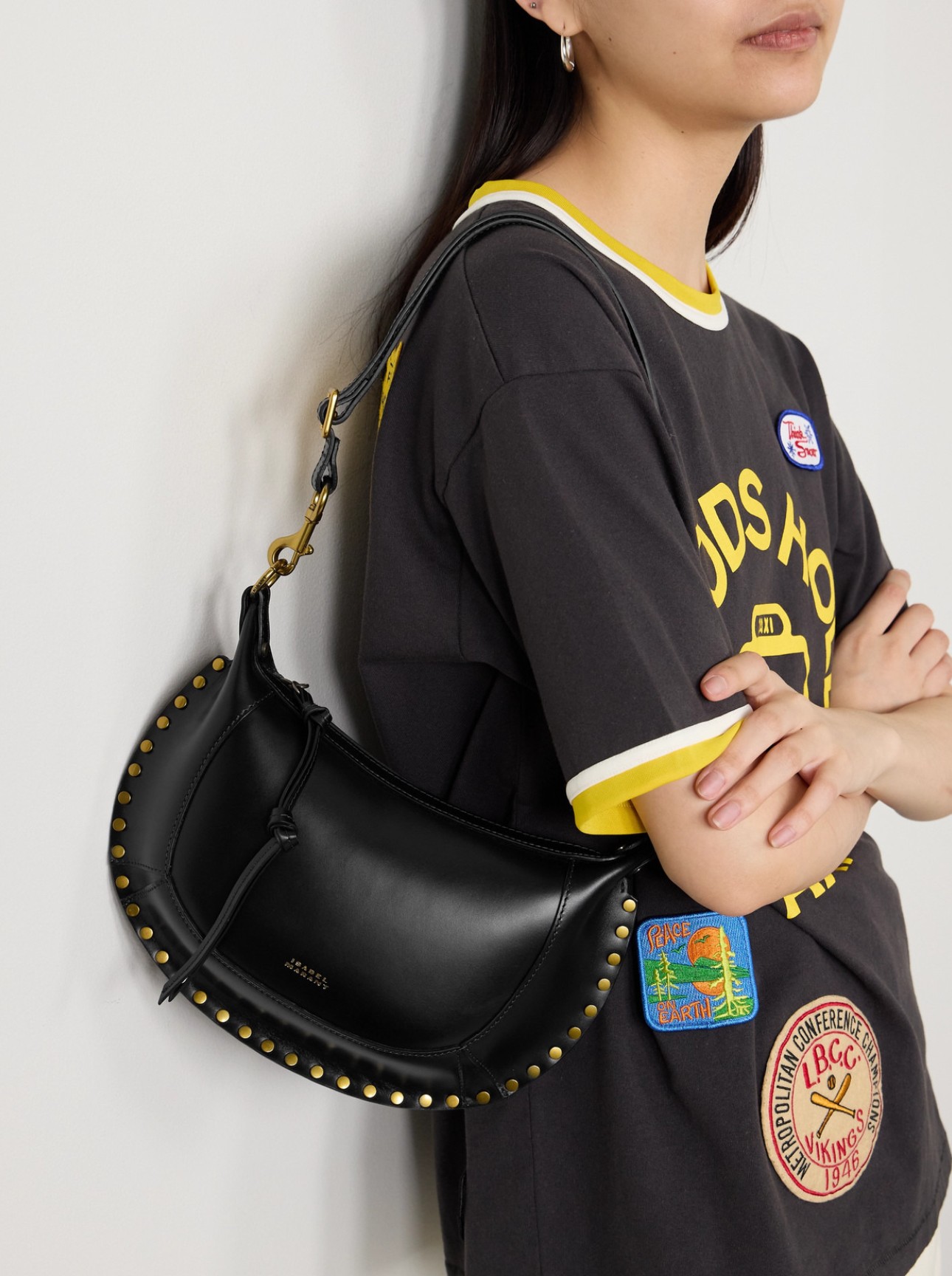 Oskan Moon studded leather shoulder bag