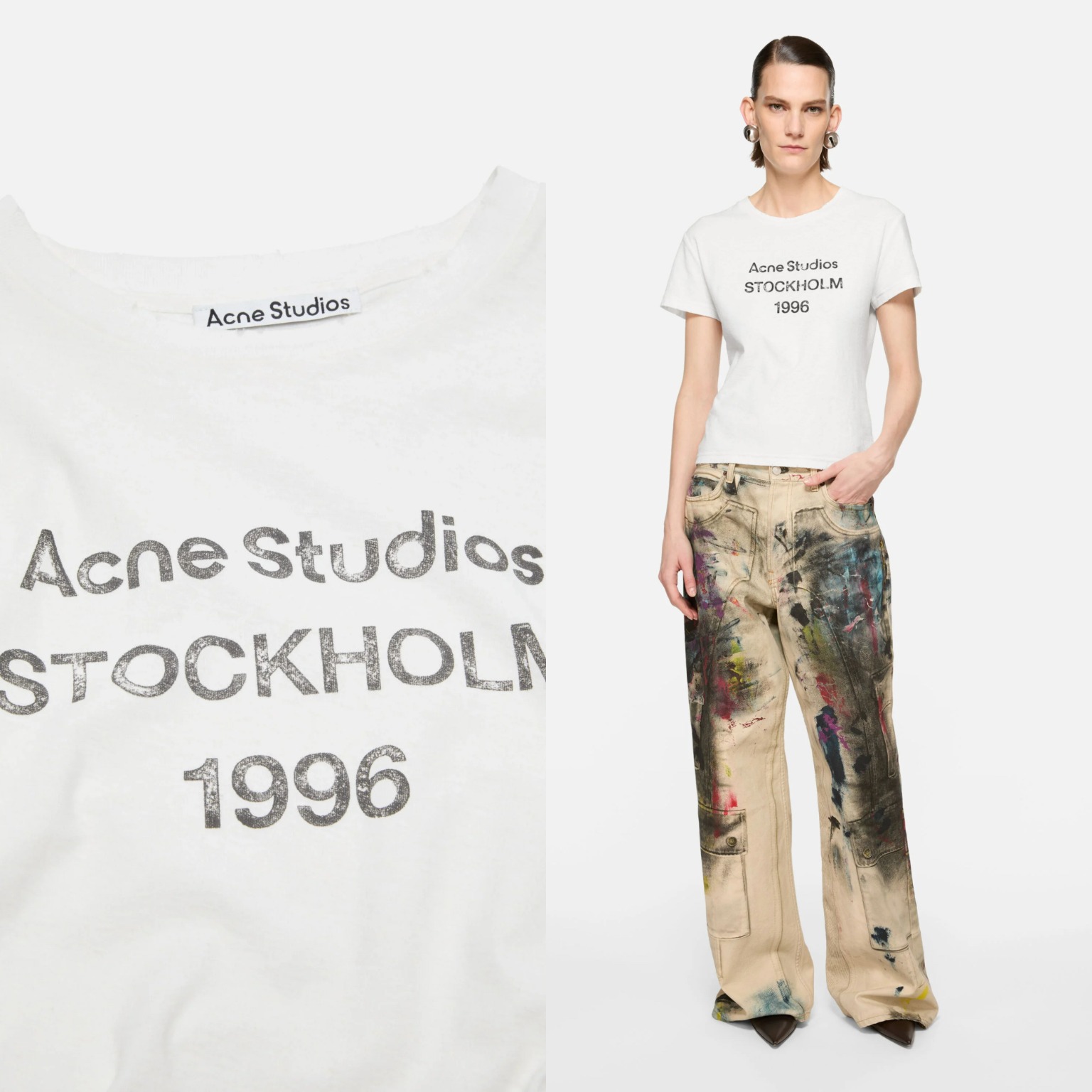 Acne Studios logo T-shirt crafted from an organic cotton and hemp blend