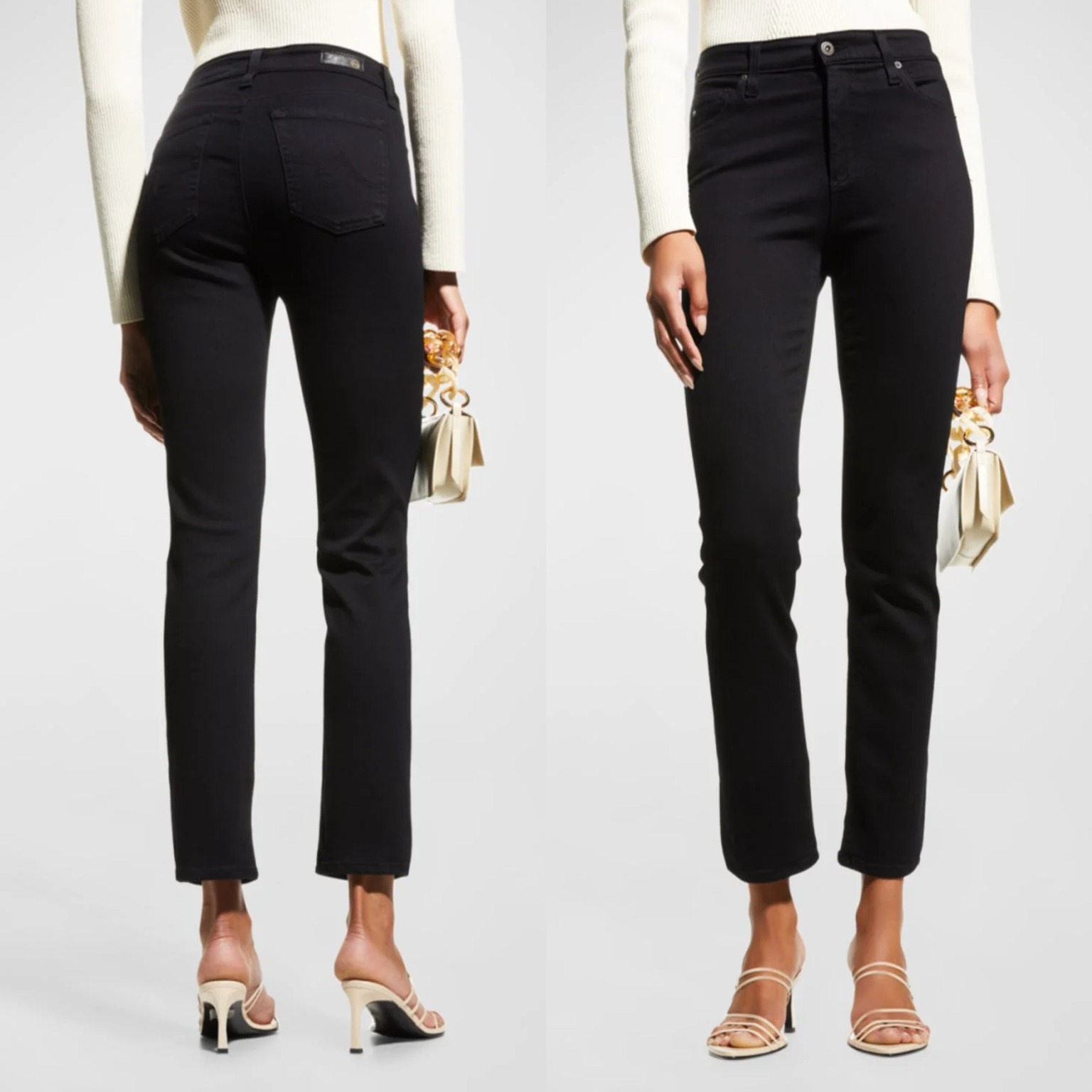 Casual weekend styling with AG Jeans Mari High-Rise Slim Straight Jeans.
