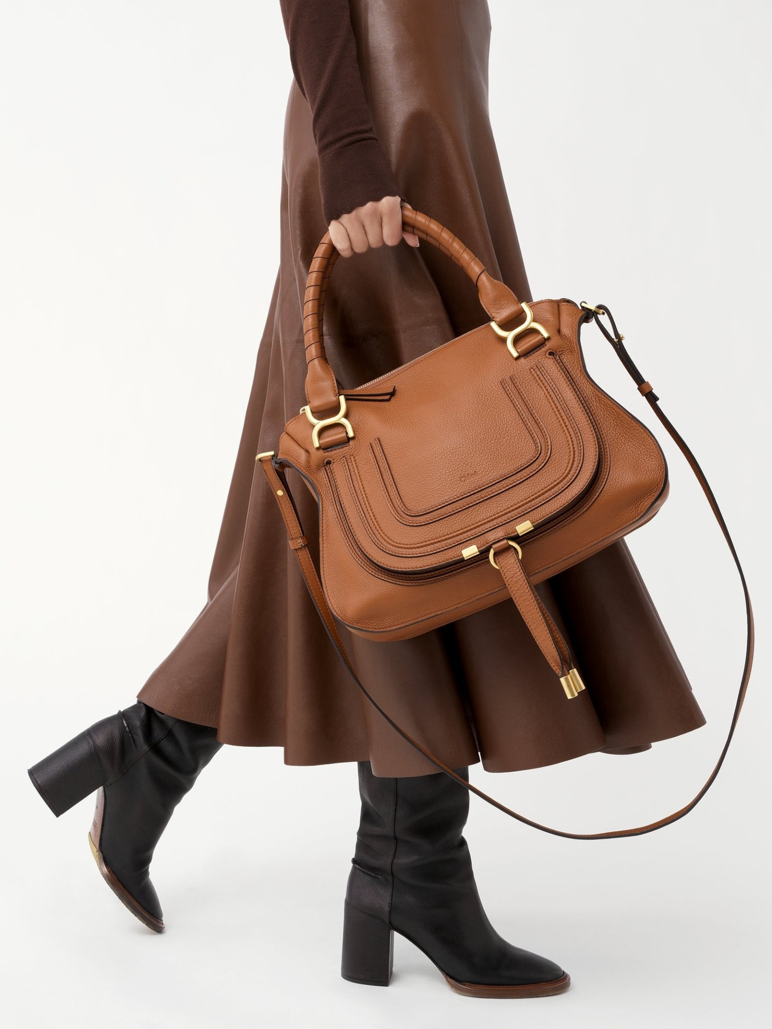 Chloé Marcie Double Carry bag in grained calfskin