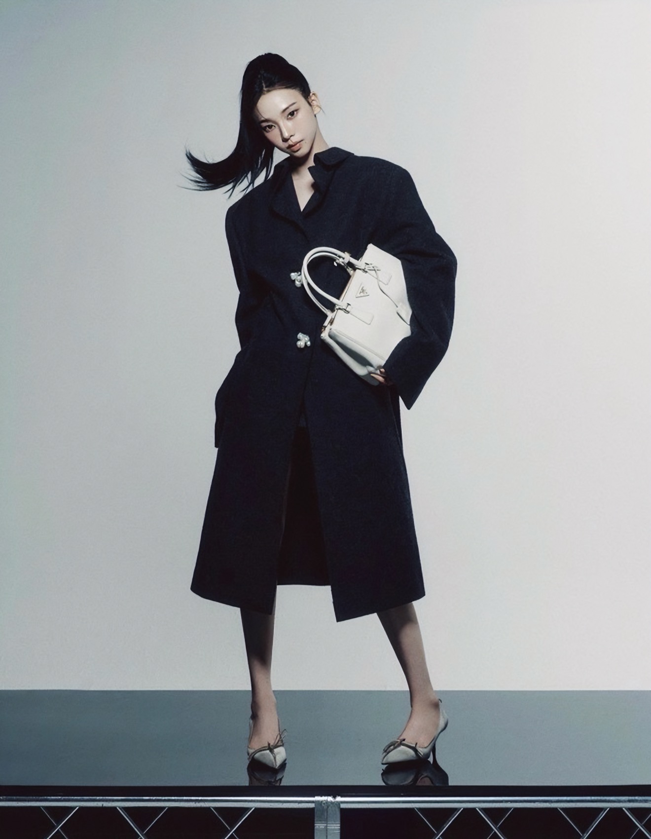 Karina wears Prada FW25 in a recent issue of Dazed Korea