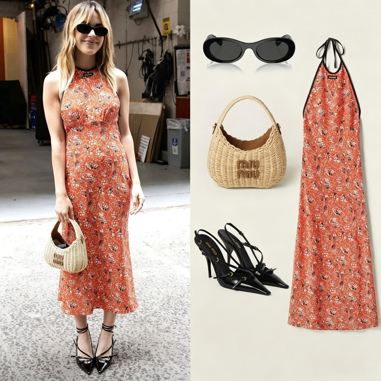 Kiernan Shipka in full Miu Miu outfits with MU 06ZS sunglasses