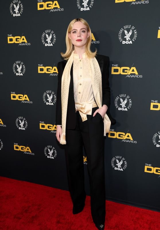 Elle Fanning dazzles at the DGA Awards in Valentino Pre-Fall 2025, accessorized with Cartier     