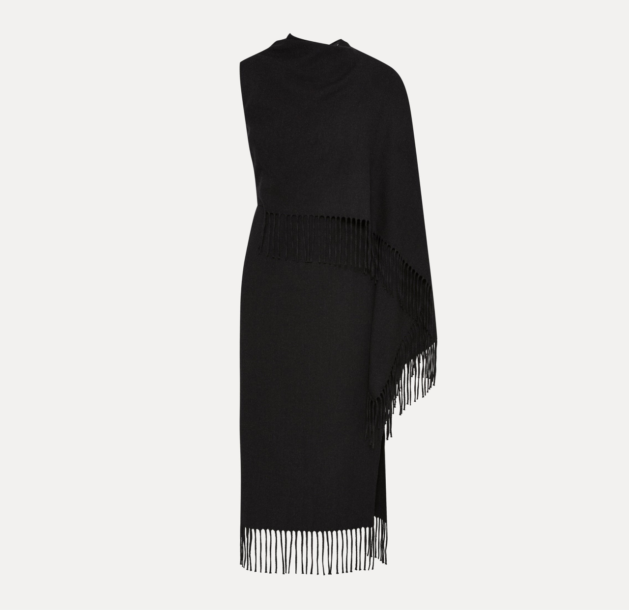 Oscar de la Renta Fringed Cape Midi Dress