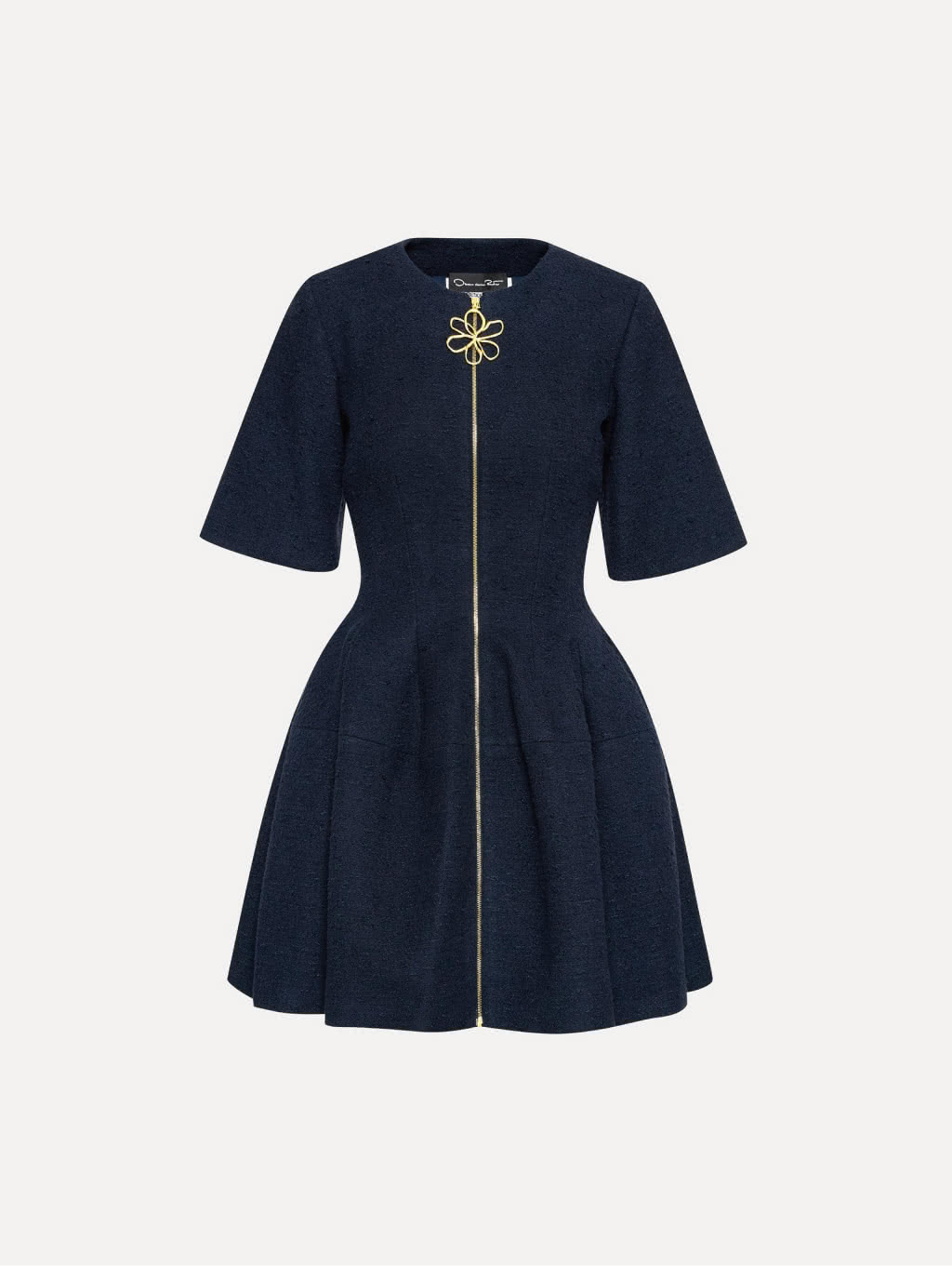 Oscar de la Renta Zip Front Tweed Dress