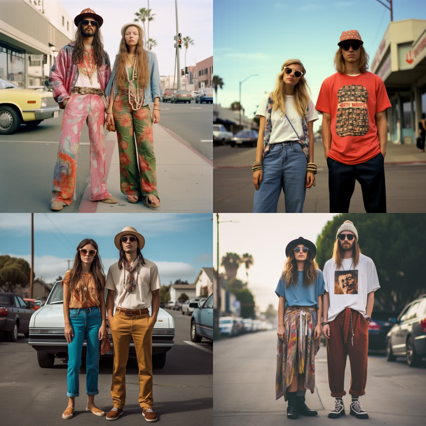 AI curated images of the average fashion style of individuals in California