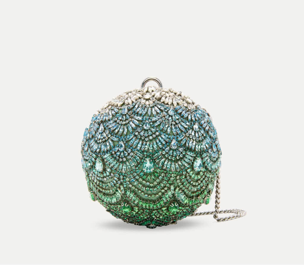 Oscar de la Renta Crystal Embroidered Billiard Bag