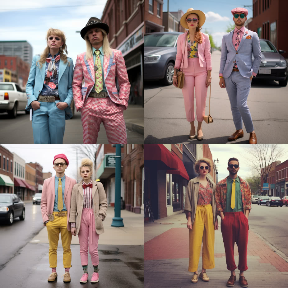 AI curated images of the average fashion style of individuals in Kentucky