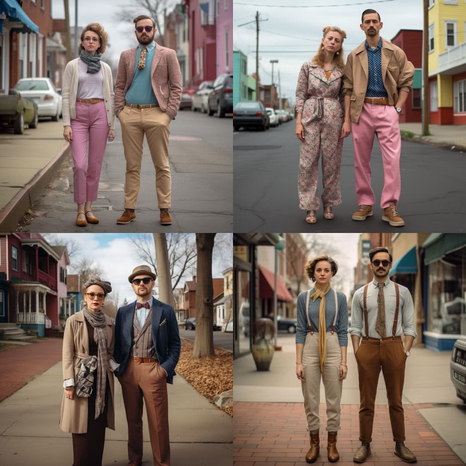 AI curated images of the average fashion style of individuals in Delaware