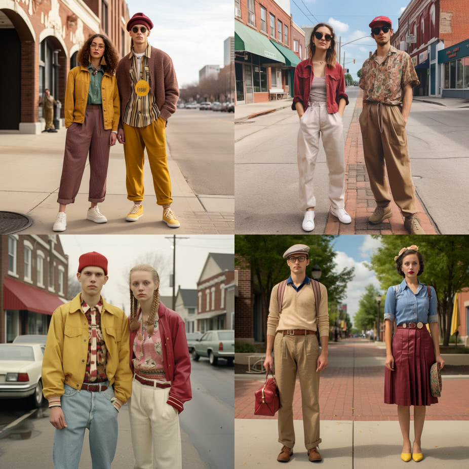 AI curated images of the average fashion style of individuals in Indiana