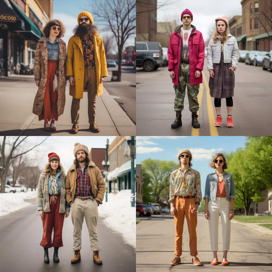 AI curated images of the average fashion style of individuals in Minnesota