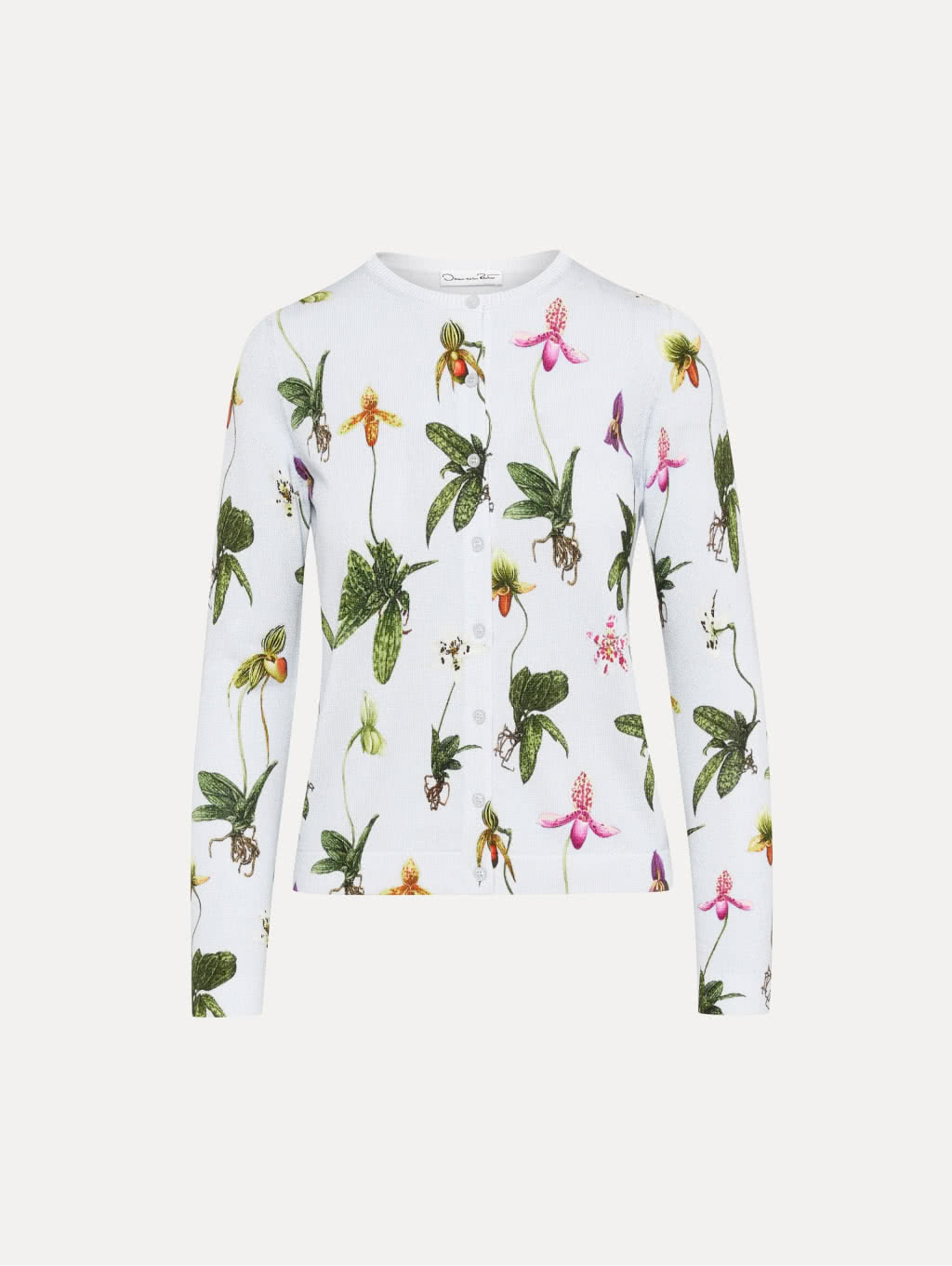 Oscar de la Renta Orchid Printed Cardigan