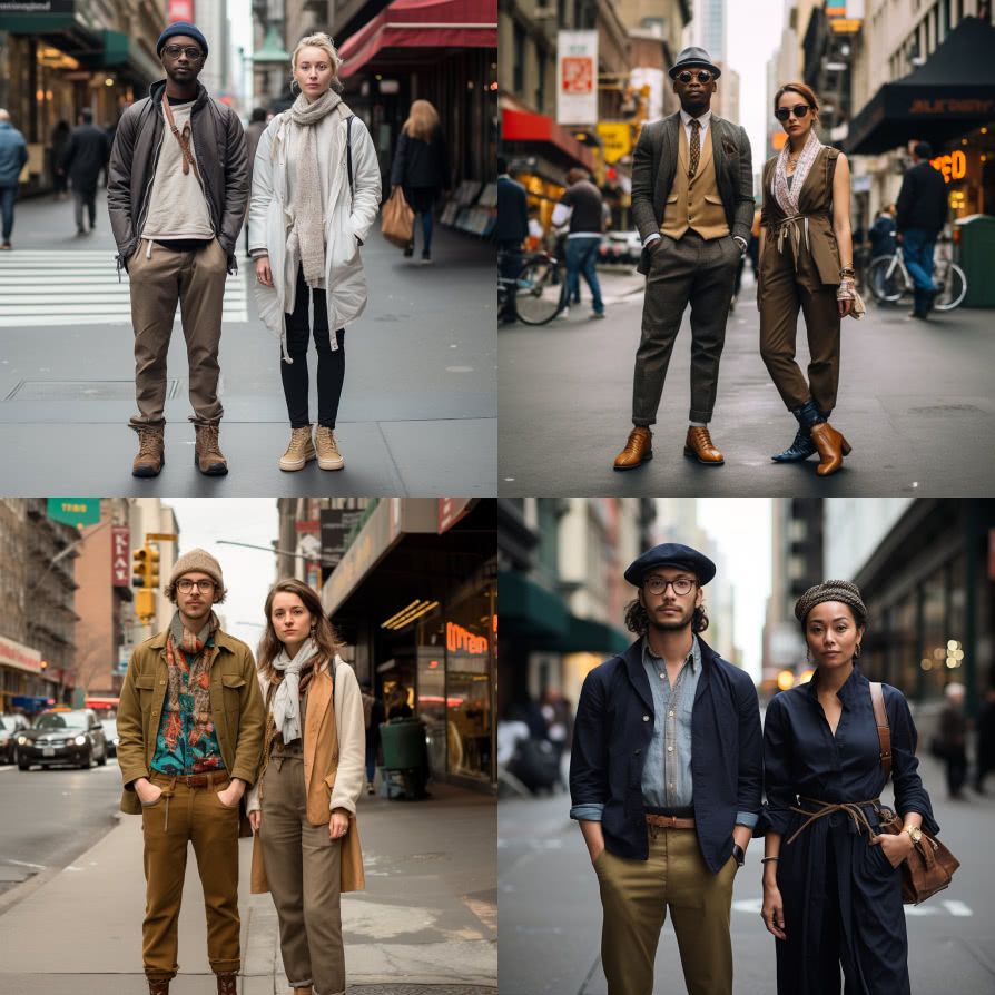 AI curated images of the average fashion style of individuals in New York