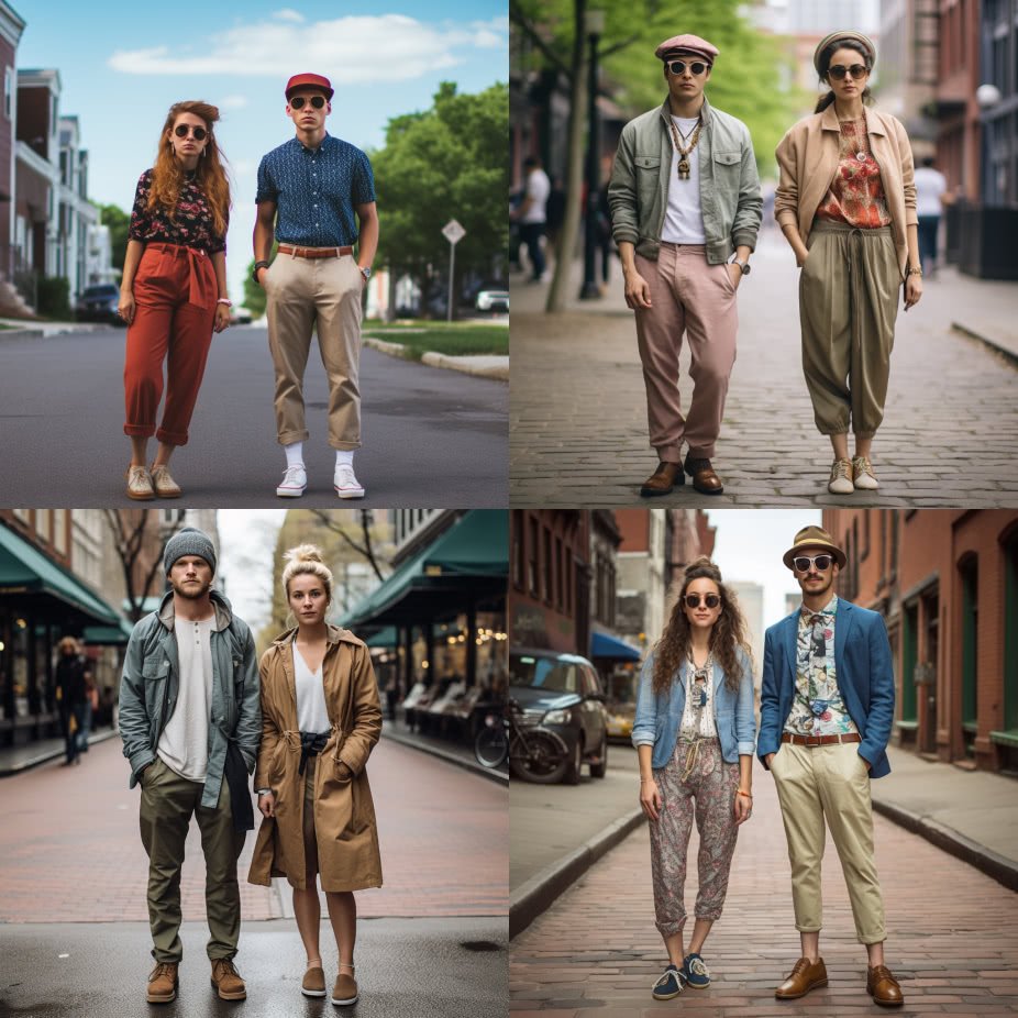AI curated images of the average fashion style of individuals in Massachusetts