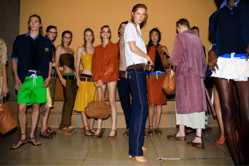 Backstage at the Miu Miu Spring Summer 2024 show