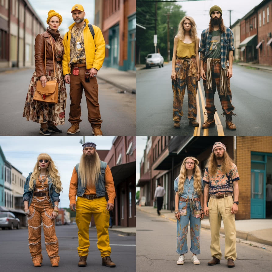 AI curated images of the average fashion style of individuals in West Virginia