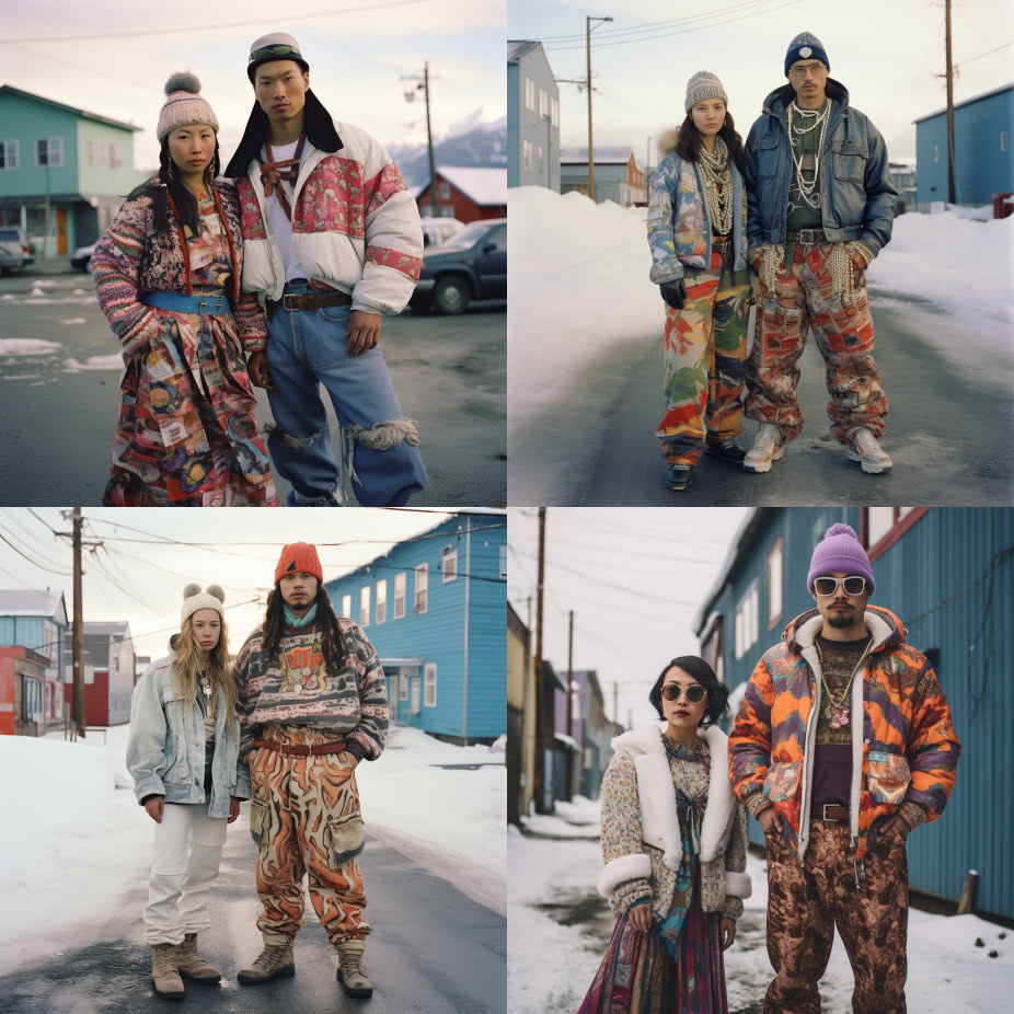 AI curated images of the average fashion style of individuals in Alaska