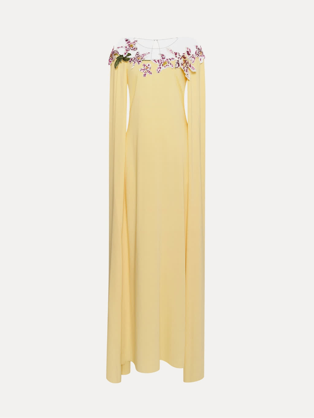 Oscar de la Renta Watercolor Orchid illusion Neckline Caftan