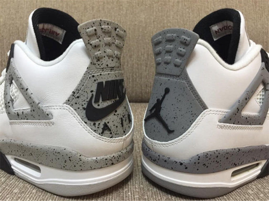 Nike Air logo vs Jumpman logo on the back of AJ4