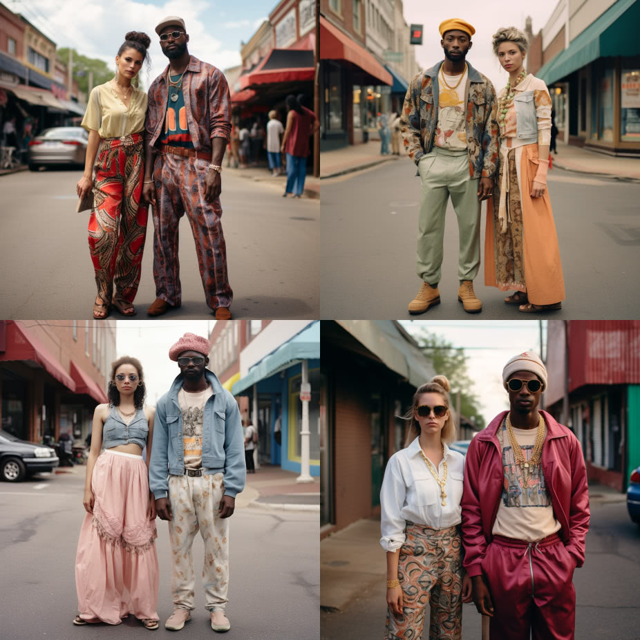 AI curated images of the average fashion style of individuals in Alabama