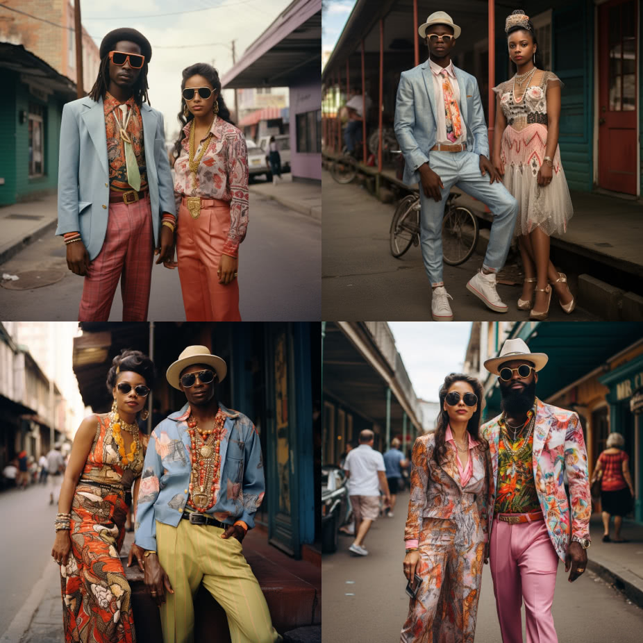 AI curated images of the average fashion style of individuals in Louisiana