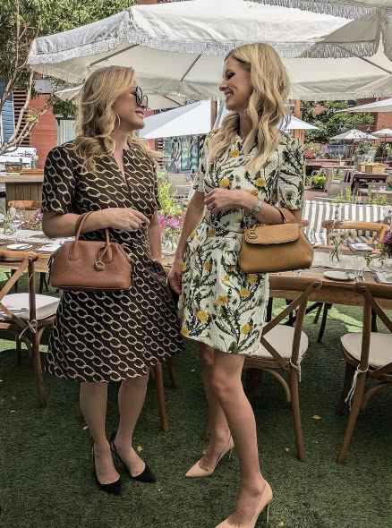 Kathy Hilton(left) and Nicky Rothschild(right) in Oscar de la Renta